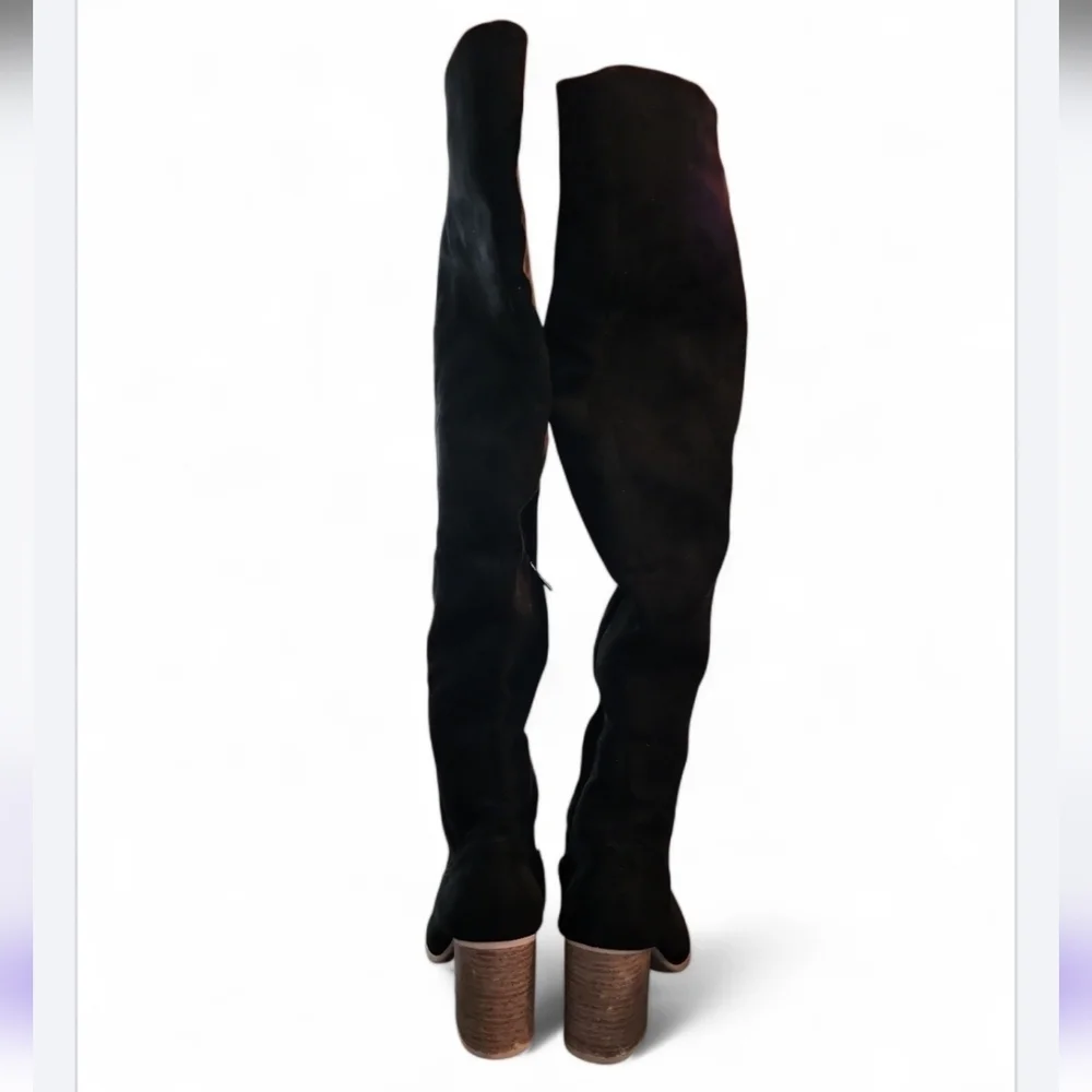 Altar'd State Over The Knee Boots Black Faux Suede Pull On Inside Zipper Size 7